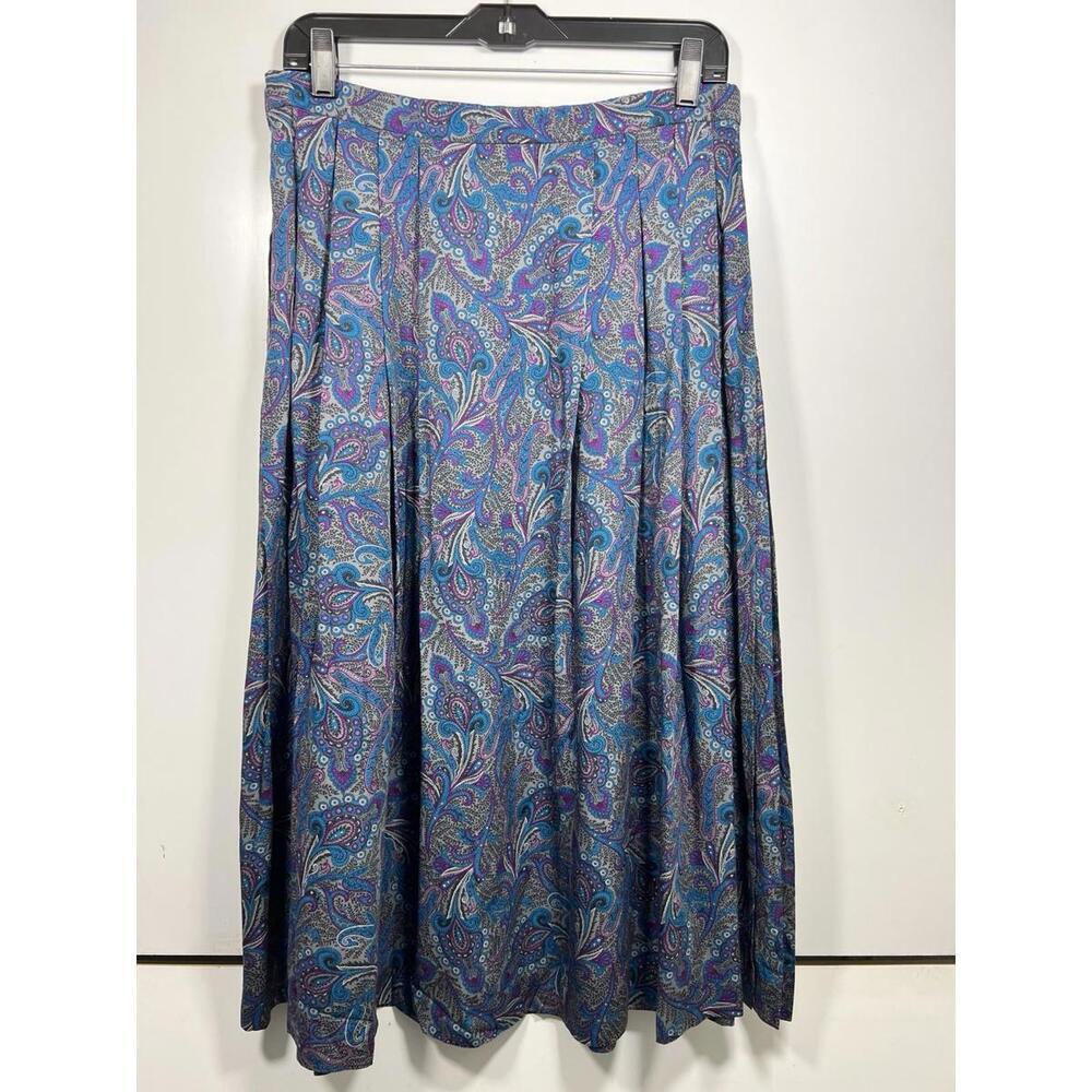 Vtg Pendleton Country Sophisticates Blue Purple Paisley  Rayon Skirt Size 14 - Picture 3 of 7